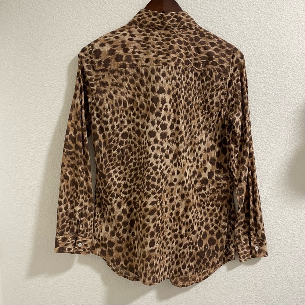 J. McLaughlin Brown Leopard Print Button Down Shi… - image 2